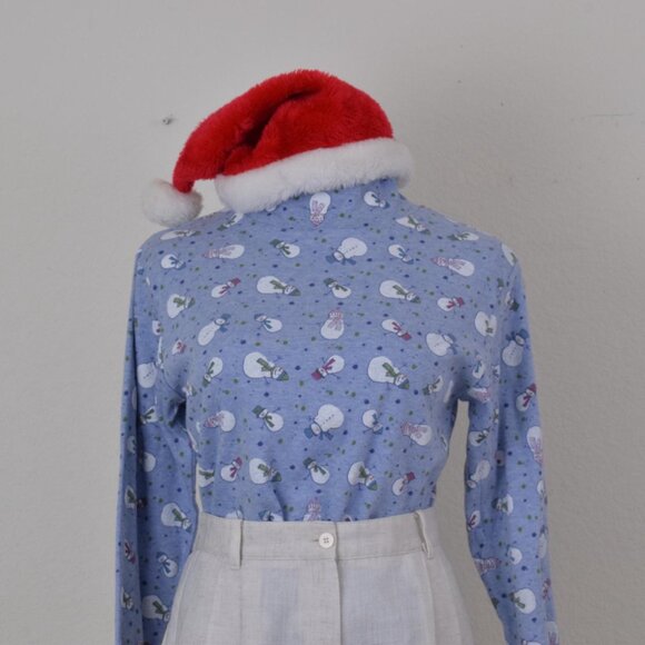 Vintage 90s Poly/Cotton Christmas Mockeneck shirt size PL - Picture 4 of 10